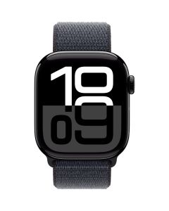 Apple Watch S10 aluminium - 42mm - GPS - zwart met inkt geweven sportband