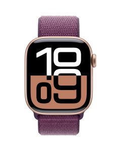 Apple Watch S10 aluminium - 42mm - GPS - roségoud met pruimenpaars geweven sportbandje