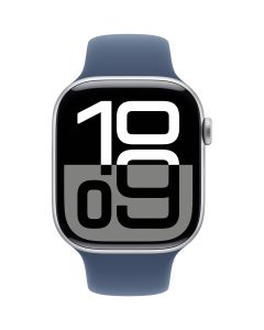 Apple Watch S10 aluminium - GPS - zilver met denim sportband