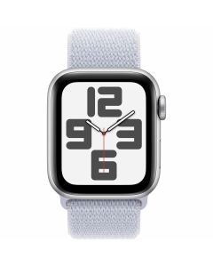 Apple Watch SE (2024) - 40mm - GPS - zilver met ochtendblauw geweven sportband