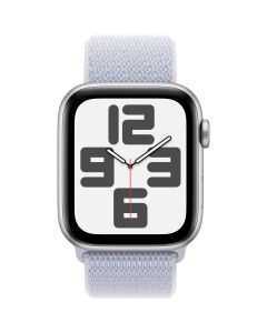 Apple Watch SE (2024) - 44mm - GPS - zilver met ochtendblauw geweven sportband