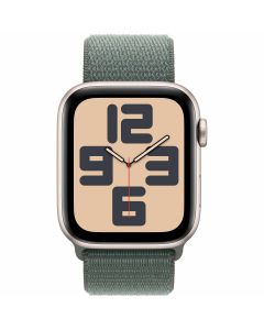 Apple Watch SE (2024) - 44mm - GPS - sterrenlicht met saliegroen geweven sportbandje