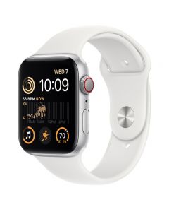 Apple Watch SE - Cellular - 44mm - Zilver met wit sportbandje